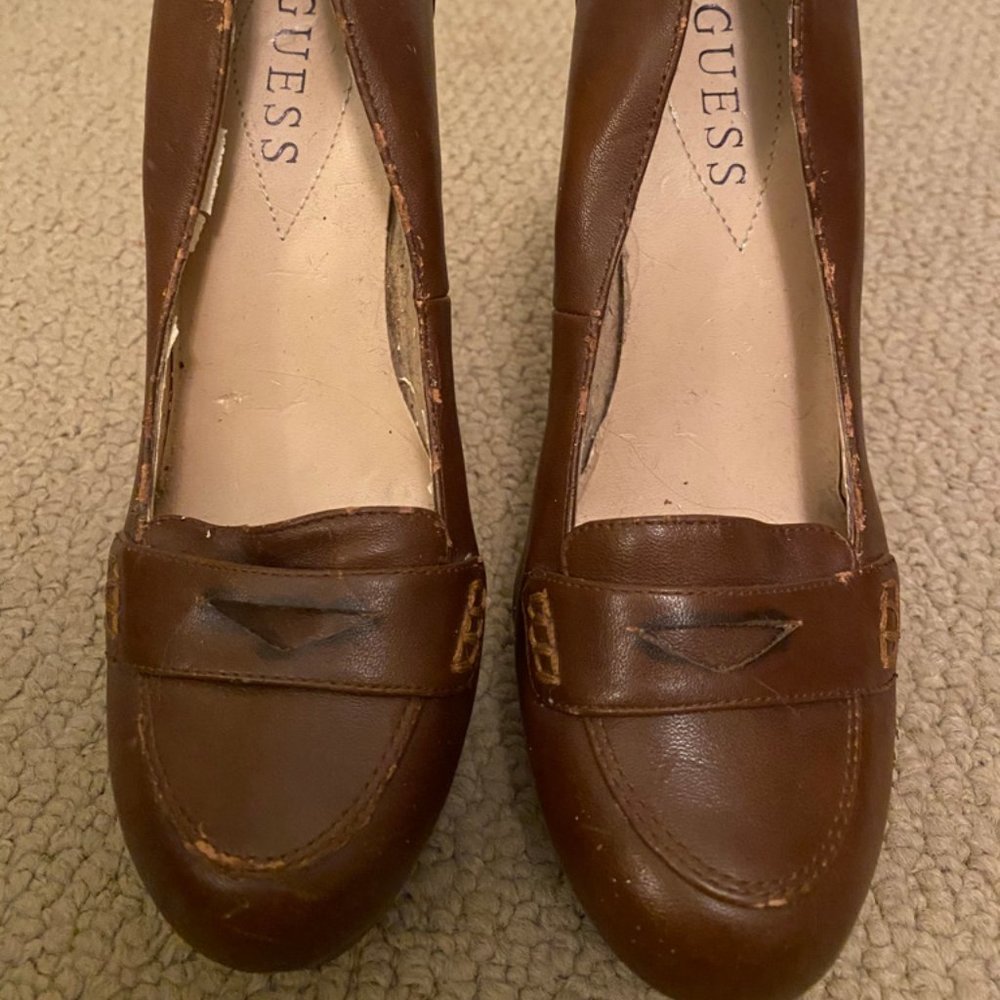 Guess Brown Oxford Heels 6